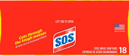 S.O.S Steel Wool Soap Pads,18 Count (Pack of 12)