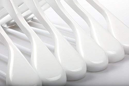 TOPIA HANGER White Wooden Coat Hanger 6 Pack, Wood Suit Hangers,Glossy Finish with Extra-Wide Shoulder, Thicker White Hooks & Anti-Slip Bar,Suitable for Coat, Suit,Dress,Jacket,Heavy Cloth - CT02W