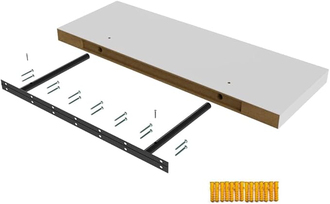 JPND Floating Shelf, Set of 2 Wall Shelf, 24 in W x 12.75 in D x 2 in H Wooden Floating Wall Shelf with Invisible Brackets for Living Room/Bedroom/Bathroom/Kitchen Storage and Decor, White