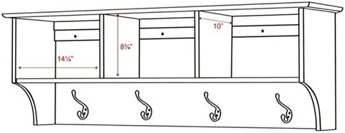 Prepac 48" Contemporary Wall Mounted Coat Rack, Coat Hooks Wall Mount with 3 Shelves, Ideal for Hallway or Entryway Hanging Solution, 11.5"D x 48"W x 14.25"H, White