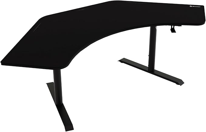 Arozzi Arena Angelo L Shaped GamingDesk, PC GamingDesk L Shape, Height Adjustable L Shaped Standing Desk for Home Office, with Full Coverage Mouse Pad (Pure Black)