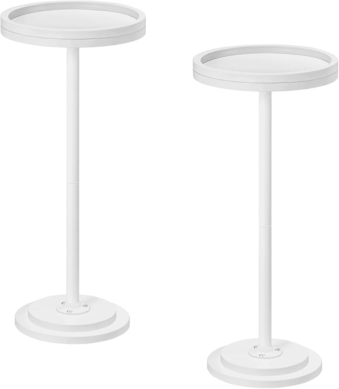 HOOBRO Small Round Side Tables, Set of 2, Drink Tables, Coffee Martini Tables with Pedestal Accent for Small Spaces in Living Room, Bedroom, Sofa Couch, White WW168BZP201
