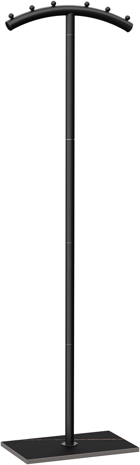 Arcuate Garment Rack, T-shaped Coat Tree Freestanding, Metal Clothes Racks, Natural Stable Rock Base, Suitable For Outerwear, Clothes, Handbags, 68.9in, Black