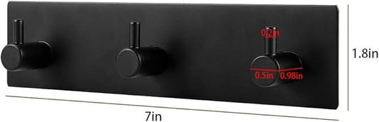 Picowe Key Holder for Wall Decorative, Adhesive Stainless Steel Key Hooks, Key Hanger Key Organizer for Wall, Towel Hook Coat Hanger for Entryway Hallway Kitchen(Three Rows,Black 1PCS)