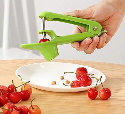 Cherry Pitter Tool, Cherry Pit Remover Tool, Cherry Picker, Fruit Core Remover Design for Make Delicious Cherries Dishes and Cocktail Cherries (Green)
