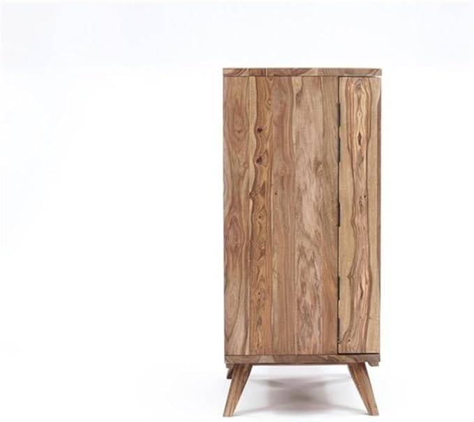 Pemberly Row Contemporary Solid Sheesham Wood Bar in Light Brown