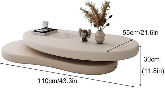 Modern Rotating Double-Decker Coffee Table, Mango Shaped Center Table | Irregular Dining Table for Living Room, Tea Table for Bedroom and Office Spaces