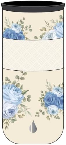 Elemental Artisan Insulated Tumbler, Triple Wall Coffee Travel Mug, Reusable Stainless Steel Coffee Tumbler with Ceramic Lid, Thermal Coffee Cups for Hot (6 Hrs) & Cold (18 Hrs), 16oz - Blue Blooms