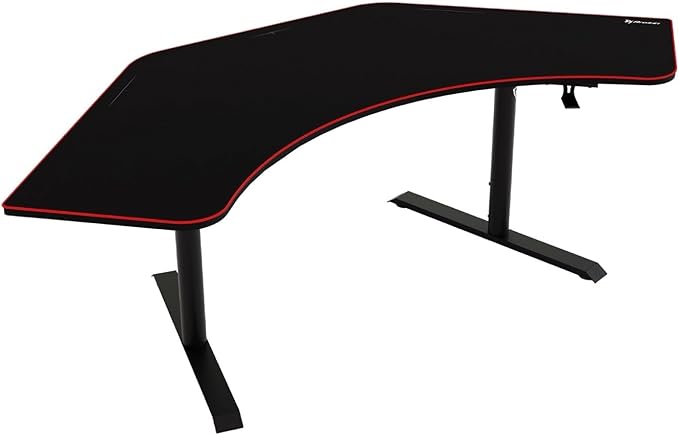 Arozzi Arena Angelo L Shaped GamingDesk, PC GamingDesk L Shape, Height Adjustable L Shaped Standing Desk for Home Office, with Full Coverage Mouse Pad (Black)