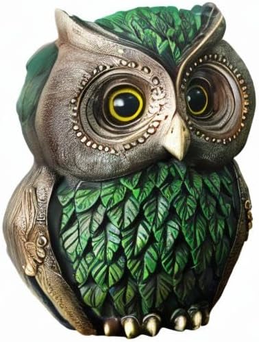 Artpaul Owl Decorations for Home Small Owl Decor Figurines Shelf Decor Home Office Living Room Decorations Birthday Gifts (Green)