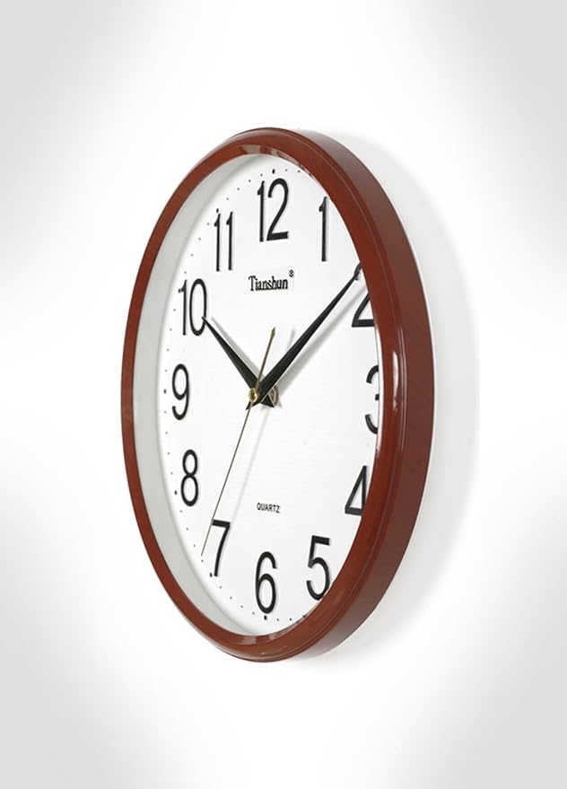 Wall Clock Silent Non-Ticking Battery Operated 12 Inch Wood Grain Large Easy to Read 3D Numbers for Office Living Room Bedroom Kitchen (Cherry Wood)