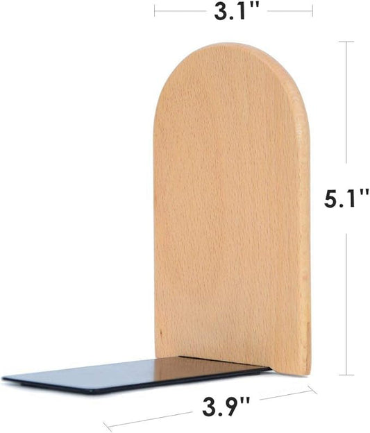 Pandapark Wood Bookends,Non-Skid Bookend for Shelves,Heavy Duty Bookends,Book Stand for Books/CDs,1 Pair