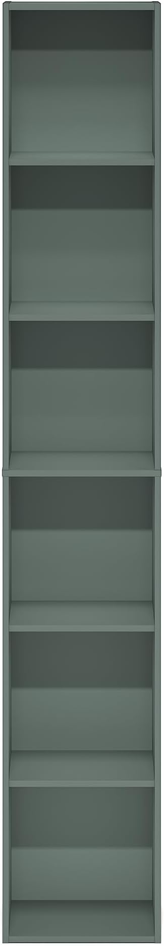 Furinno LUDER Book Shelf, 6-Tier Tall Modern Bookshelf, Bookcase with Open Shelves, 9.3 x 12 x 71, for Living Room, Bedroom, Home Office, Sage Green