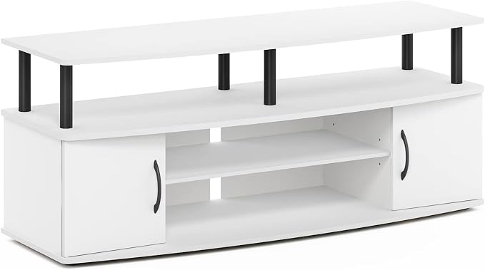 Furinno Jaya Entertainment Center Stand Unit/TV Desk for up to 55 inch, White/Black