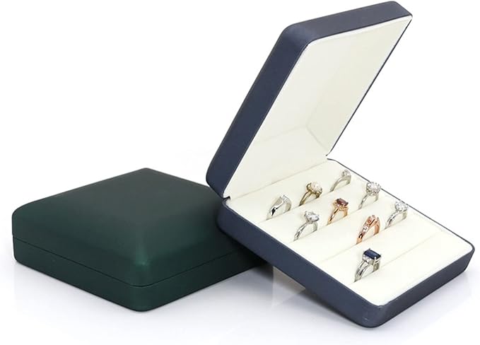 Small Ring Organizer Box, Portable Rings Jewelry Holder Case, Modern Ring Storage Tray Fit for Women, Girl for Travel (Green)