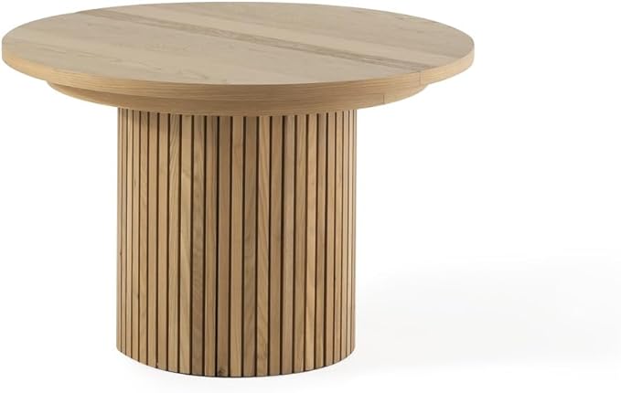Transformer Table - Solid Wood Extendable Round Dining Table, Extendable Round Dining Table, Space-Saving Modern Furniture, Natural (Table Only)