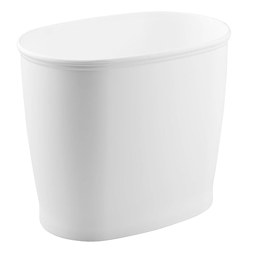 iDesign Slim Plastic Bathroom Trash Can, Small Garbage Bin for Bedroom, Office, Desk, Dorm, 2-Pack, White