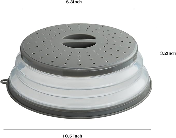 Microwave Splatter Cover Vented for Food, Splatter Guard & Colander Kitchen Gadget for Fruit Vegetables Microwave Plate Cover with Hook Hole,Dishwasher-Safe,BPA-Free Silicone & Plastic (2 Pack)