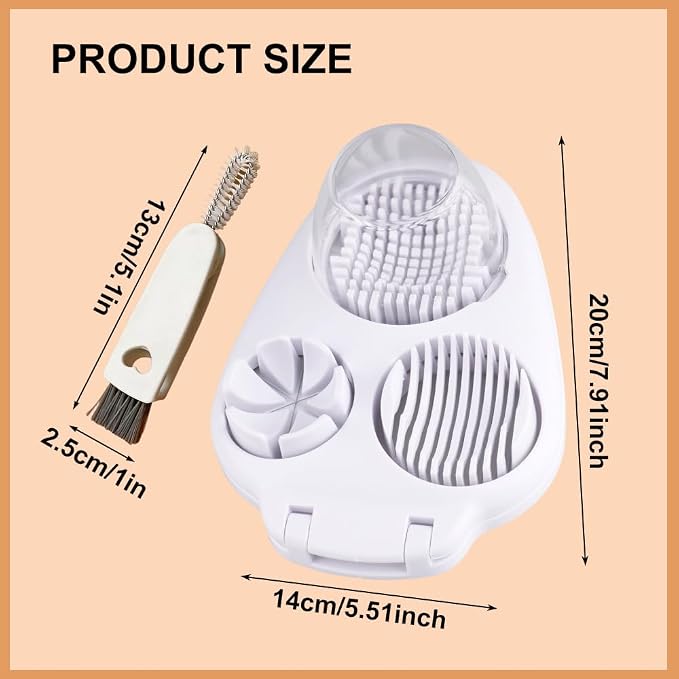 3 in 1 Egg Slicer For Hard Boiled Eggs, 3 Slice Modes Egg Slicer with Stainless Steel Wire Egg Cutter Heavy Duty for Hard Boiled Eggs, Strawberry, Grape, Kitchen Dicer Tool