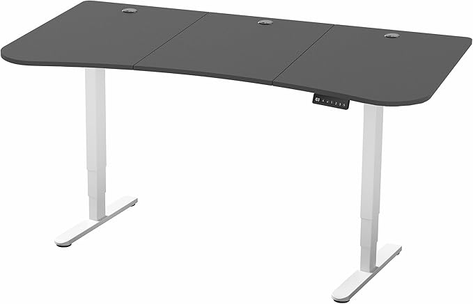 VIVO Electric 63 x 32 in Dual Motor Standing Desk, Memory Height Adjustment, 2B Series, Black Top White Frame, DESK-KIT-2W1B