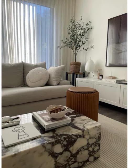Genuine Marble Block Coffee Table - Calacatta Viola Marble