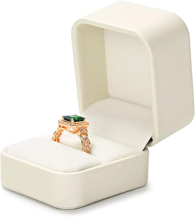 PU Leather Jewelry Ring Box for Proposal Engagement White PU Leather Jewelry Ring Gift Box
