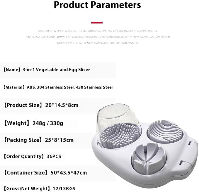 3 in 1 Egg Slicer for Kitchen – Multi-Functional Strawberry Banana Mushroom Cutter, ABS Safe Wire Blade, 3 Slice Modes, Dishwasher Safe, Lightweight 120 g, Gift for Salad Lover