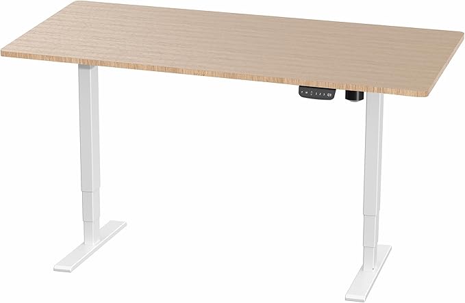 VIVO Electric 71 x 30 in Real Bamboo Standing Desk, Touch Screen Adjustment, 176 lb Frame Support, 2E Series, White Frame, DESK-KIT-2EW71O