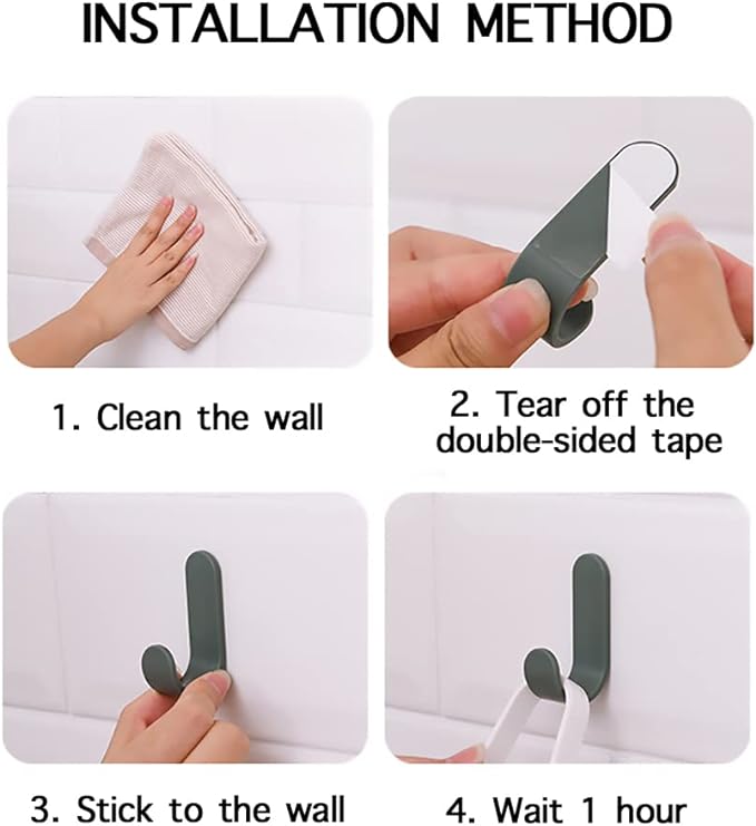 Adhesive Hooks Utility Wall Hooks Key Hooks for Wall Decorative Key Holder Rack Self Adhesive Wall Hooks for Towels, Hats, Shower, Kitchen, Living Room, Office(6 Pcs)