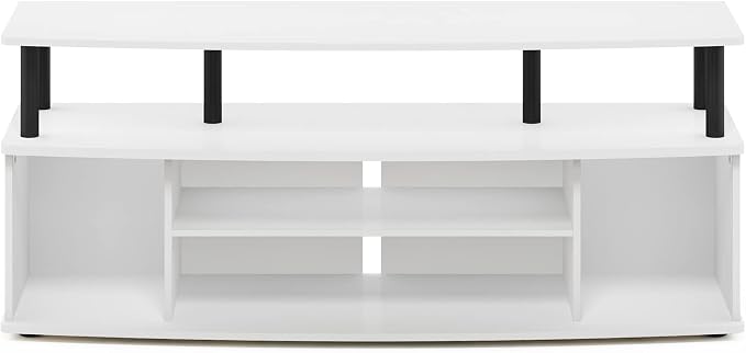 Furinno Jaya Large Entertainment Center Hold up to 55-in TV, Inch, White/Black