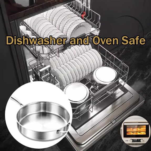 Tri-Ply Stainless Steel 8 Quarts Sauté Pan with Lid,13 Inch Induction Deep Frying Pan,Large Skillet, Dishwasher And Oven Safe,Detachable Handle