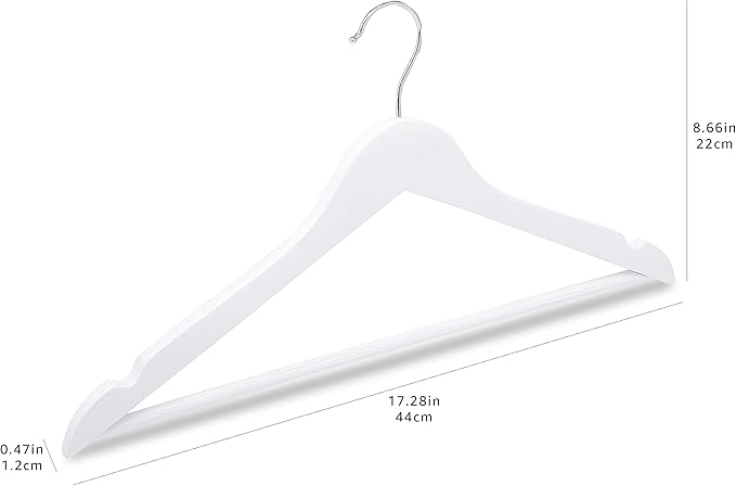 Amazon Basics Durable Wooden Clothes Hangers, 80-Pack, White