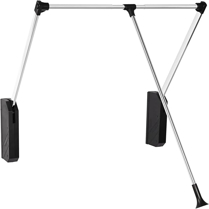 Pull Down Closet Rod Stainless Steel,35"-48" Adjustable Wardrobe Lift Rail Rod,60 lbs Load Capacity,Side & Back Mounted Closet Pole for Waredrobe & Hanging Clothes