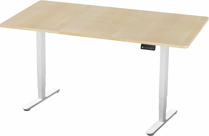 VIVO Electric 71 x 36 in Dual Motor Sit Stand Desk, Memory Height Adjustment, 2B Series, Light Wood Top White Frame, DESK-KIT-2W7C-36