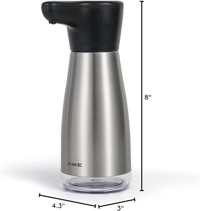 AIKE Magnetic Charging Waterproof Automatic Soap Dispenser for Liquid Soap Spot Resist Stainless Finish 14fl.oz. Model AK1337