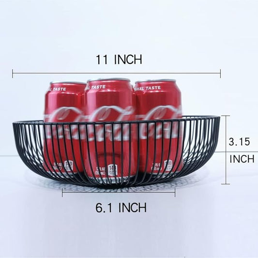 Black Metal Wire Fruit Basket Bowl For Kitchen,Living Room,Office - Large Decorative Centerpiece To Display Fruit, Vegetables, Bread, Candy, Household Items Or Use As A Gift Basket