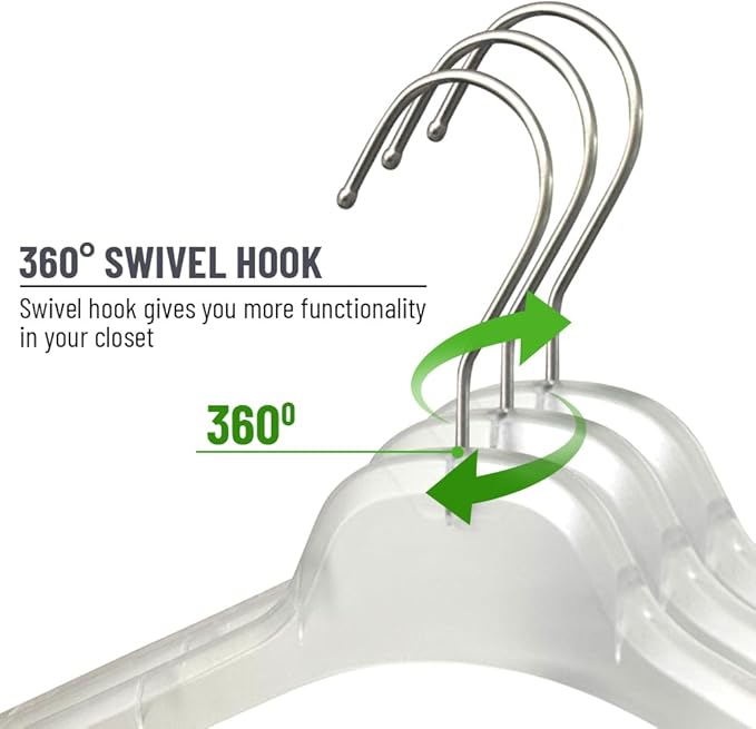 All Hung Up Hangers Plastic Coat Hangers, Clothes Hangers (Smokey Clear, 100pk)