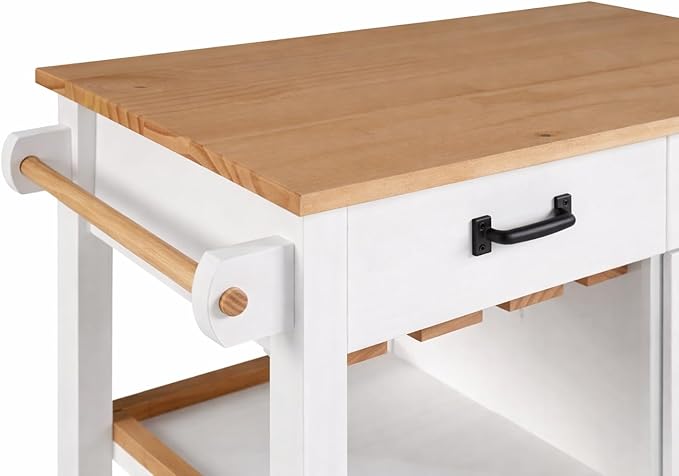 From the Tree Furniture Modern Kitchen Island Cabinet with Convenient Storage Drawers - Solid Pine Wood Coffee Bar Cart, 31" Storage & Organization Solution - Practical Kitchen Cabinet