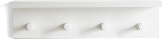 Entrance Coat Rack ,Coat Hooks, Wall-Mounted Wooden Hook Rack, Wall-Mounted Shelves are Very Suitable (White Color Finish—A-1)