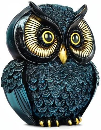 Artpaul Owl Statue Home Decor - Small Figurines for Shelves, Office, Living Room - Decorations and Gifts for Owl Lovers (Blue)