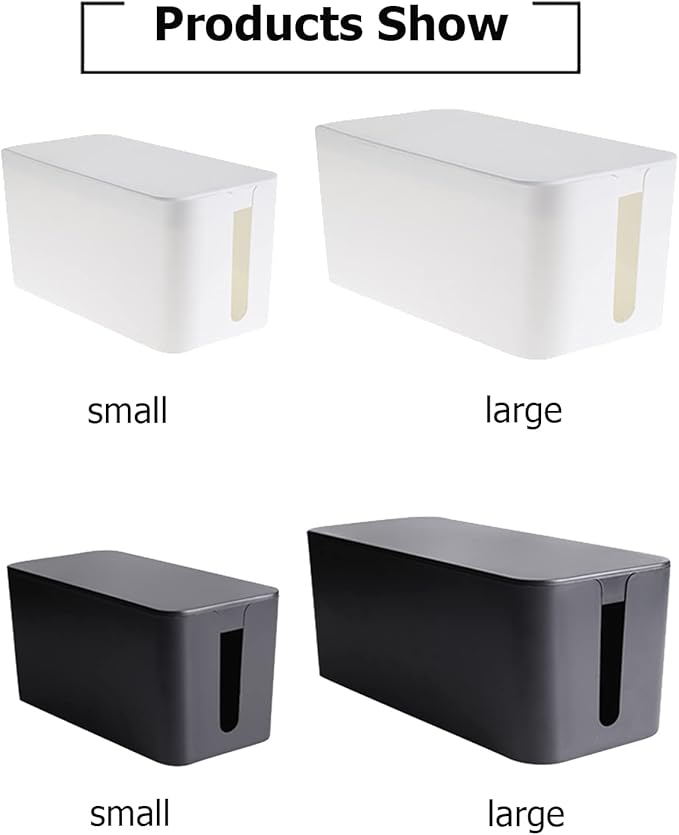 Cable Management Box,Cord Organizer Box for Home and Office System to Cover and Hide, Power Strips, Cords,Surge Protector (Large, White)