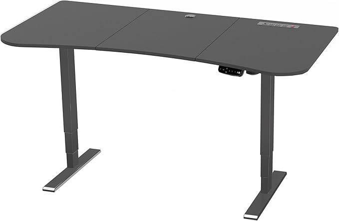 VIVO Electric 63 x 32 in Standing Desk with Built-in Power Strip, Touch Screen Adjustment, 220 lb Frame Support, 2E Series, Black Top Black Frame, DESK-KIT-2EBAC