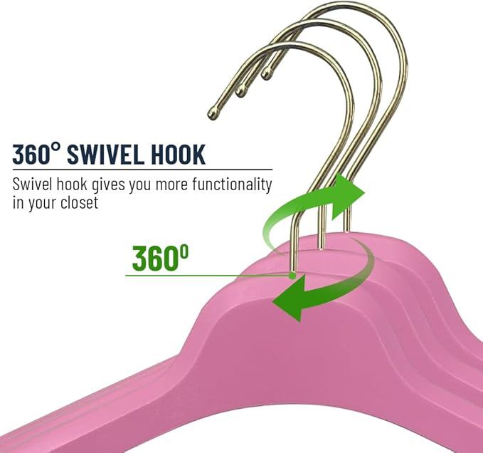 All Hung Up Plastic Coat Hangers, Color Clothes Hangers - Pink (100pk)