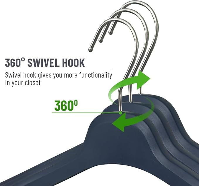 All Hung Up Hangers Plastic Coat Hangers, Clothes Hangers (Navy Blue, 100pk)