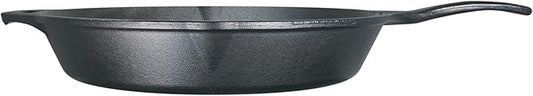Lodge Seasoned Cast Iron Skillet - PFAS-Free, Non-Toxic Cookware - Use with an Oven, Stove, Grill, or Campfire - Naturally Non-Stick & Oven Safe - 13.25 Inches