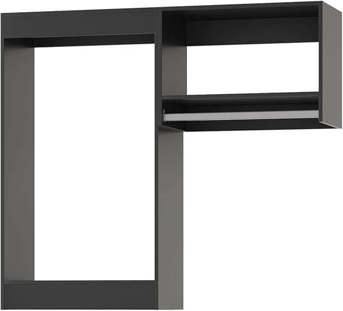 Modular Closet System, 46" Wide Closet Organizer System with Hanging, Wood Tower Closet Storage for Walk In Closets, Wall Mounted Wardrobe Organizer Kit System, Bedroom, Black