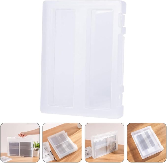 Hemoton Portable Multi-function Document Organizer Box with Buckle Lock Transparent Household File Case for Office and Home Storage Project File Holder for Papers and Magazines