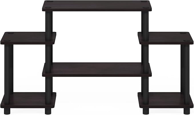 Furinno Turn-N-Tube No Tools Entertainment Center, Round, Square corner, Dark Walnut,11257DWN