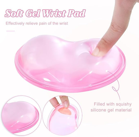 Soft Mouse Wrist Rest Pad Comfortable Cool Silicone Gel Ergonomic Cushion Small-Sized Hand Pain Relief Support Pad with Gel-Filled for Laptop Computer Office & Home (Light Pink)