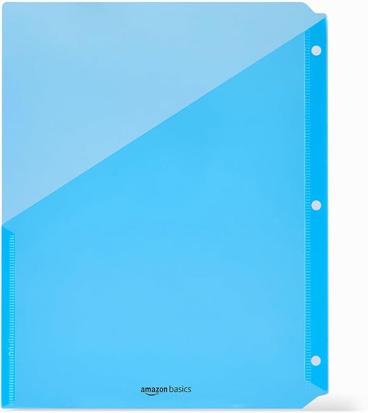 Amazon Basics Binder Organizer, Poly Jacket, 3-Hole Punch, Assorted Colors, 5-Pack